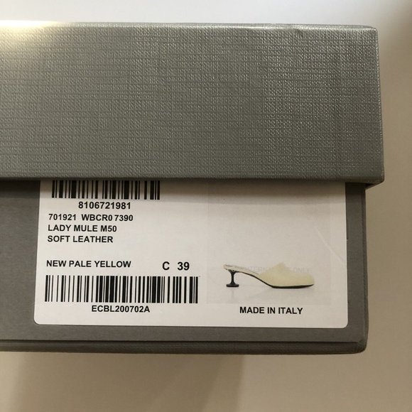Balenciaga Lady Mules Heels New Pale Yellow Leather Round Top - Picture 5 of 7